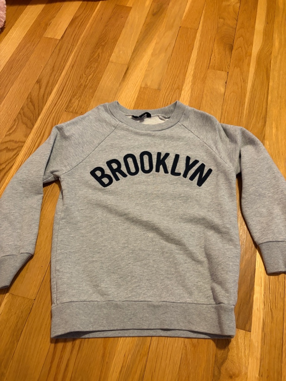 J. Crew Kids Light Gray Sweatshirt with Navy BROOKLYN Appliqué